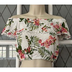 Floral Cropped Off the Shoulder knit Top size small